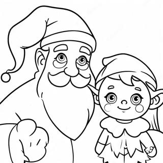 Santa Y Elfo Páginas Para Colorear