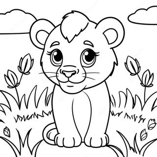 Pagina Para Colorear De Lindo Cachorro De Leon En La Hierba 134649-66671