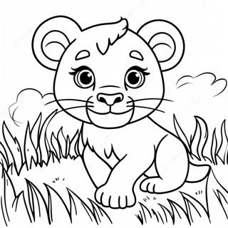 Pagina Para Colorear De Lindo Cachorro De Leon En La Hierba 134649-66672