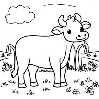 Pagina Para Colorear De Una Vaca Feliz Pastando En El Campo 13517-2954