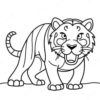 Pagina Para Colorear De Un Tigre De Dientes De Sable Jugueton 135623 67430
