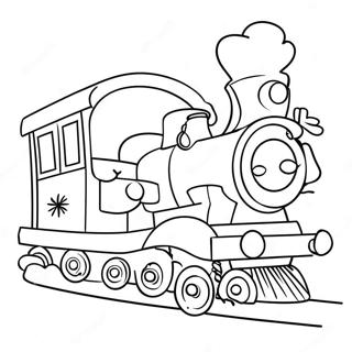 Pagina Para Colorear De Un Lindo Tren Navideno Con Santa 137160-68783