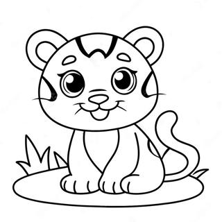 Pagina Para Colorear De Un Lindo Tigre Bebe Jugando 137978 69416