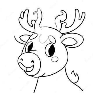 Pagina Para Colorear De Un Reno Feliz Con Un Gorro De Santa 138544 69867