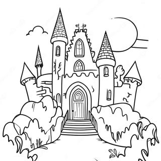 Pagina Para Colorear De Un Castillo Gotico Espeluznante 138719-69990