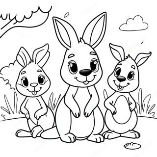 Pagina Para Colorear De Un Canguro Y Sus Amigos Lindos 139310 70457
