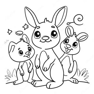 Pagina Para Colorear De Un Canguro Y Sus Amigos Lindos 139310 70459