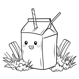 Pagina Para Colorear De Carton De Leche Adorable Con Pajita 139538-70634