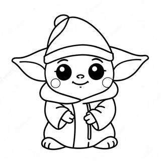 Pagina Para Colorear De Baby Yoda Lindo Con Gorro De Santa 139640-70714