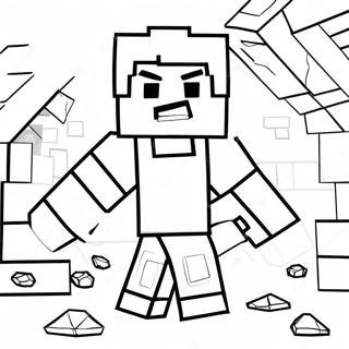 Steve De Minecraft Minando Diamantes Para Colorear 1452-454