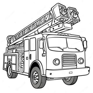 Pagina Para Colorear De Camion De Bomberos Extendiendo La Escalera 14990-3273