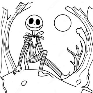 Pagina Para Colorear De Jack Skellington En La Espeluznante Luz De La Luna 15525-3387