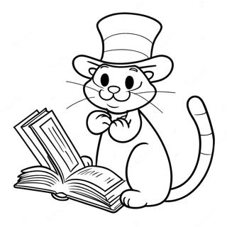 Gato En El Sombrero Leyendo Un Libro Para Colorear 15709-3426