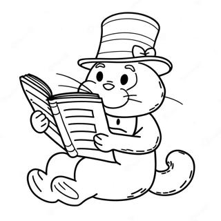 Gato En El Sombrero Leyendo Un Libro Para Colorear 15709-3427