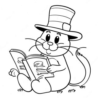 Gato En El Sombrero Leyendo Un Libro Para Colorear 15709-3428