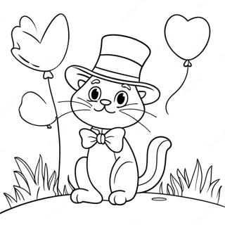 Gato En El Sombrero Con Globos Coloridos Para Colorear 15710-3430