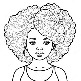 Nina Negra Con Peinado Afro Para Colorear 15891-3469