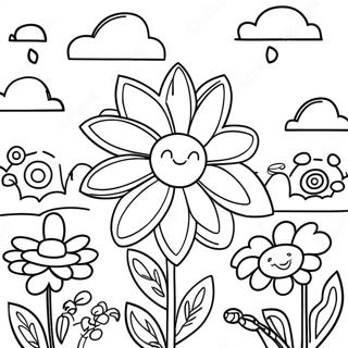 Pagina Para Colorear De Un Jardin De Flores Colorido 16453-3586