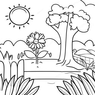 Pagina Para Colorear De Una Escena De Jardin En Un Dia Soleado 16454-3590