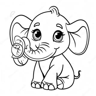 Pagina Para Colorear De Un Encantador Elefante Bebe 17263-3781