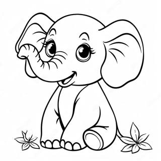 Pagina Para Colorear De Un Encantador Elefante Bebe 17263-3782