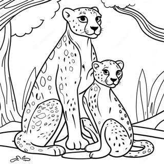 Pagina Para Colorear De La Familia De Guepardos Jugando 17888-3907