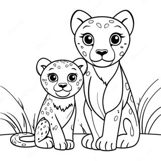 Pagina Para Colorear De Un Cachorro De Guepardo Con Su Madre 17889 3912