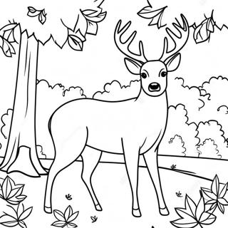 Ciervo Realista Entre Hojas De Otono Pagina Para Colorear 18903 4140