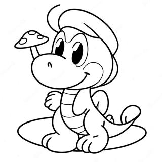 Pagina Para Colorear De Yoshi Lindo Con Un Hongo 19167-4185