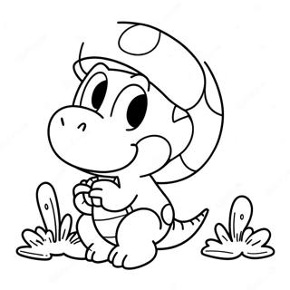 Pagina Para Colorear De Yoshi Lindo Con Un Hongo 19167-4186