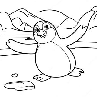 Pagina Para Colorear De Pinguino Feliz Deslizandose Sobre El Hielo 19914 4348