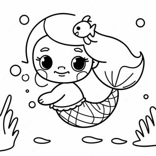 Pagina Para Colorear De Una Linda Sirenita Jugando Con Peces 1995-1808