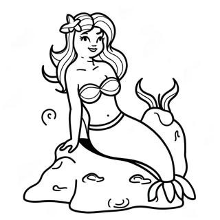 Pagina Para Colorear De Una Majestuosa Sirena Sentada En Una Roca 1996 1447