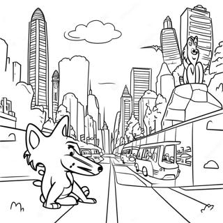 Pagina Para Colorear Del Paisaje Urbano De Zootopia 20838-4551