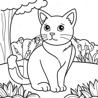 Pagina Para Colorear De Un Gato Majestuoso En Un Jardin 2172-1838