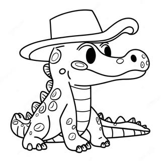 Pagina Para Colorear De Un Cocodrilo Con Un Sombrero 21971-4799