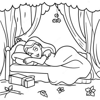 Pagina Para Colorear De La Bella Durmiente Con Fondo De Bosque Encantado 22231-4848