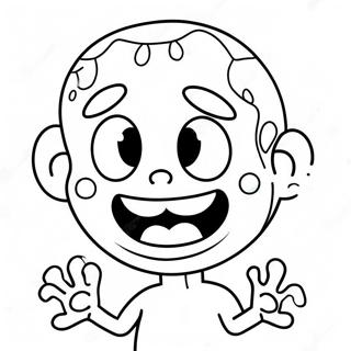 Pagina Para Colorear De Un Zombie Lindo Con Una Gran Sonrisa 22940-5004