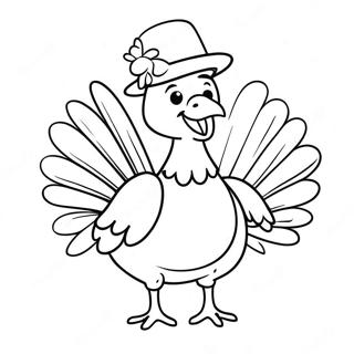 Dibujo Para Colorear De Un Pavo Feliz Con Un Sombrero 23594-5145