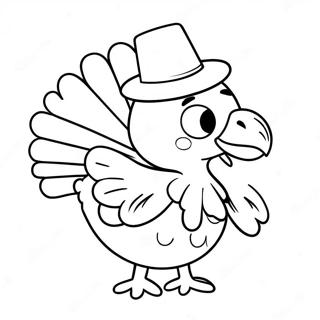 Dibujo Para Colorear De Un Pavo Feliz Con Un Sombrero 23594-5146