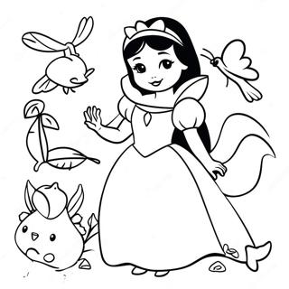 Pagina Para Colorear De Blancanieves Con Animales Amigables 28488-6194