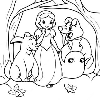 Pagina Para Colorear De Blancanieves Con Animales Amigables 28488-6195