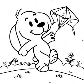 Pagina Para Colorear De Snoopy Volando Una Cometa 28763-6253