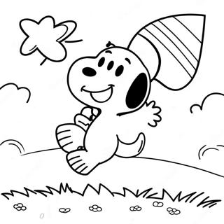 Pagina Para Colorear De Snoopy Volando Una Cometa 28763-6255