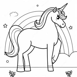 Pagina Para Colorear De Un Unicornio Magico En Un Arcoiris 287-1812