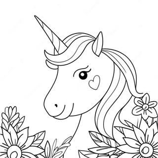 Pagina Para Colorear De Un Unicornio Brillante Con Flores 288-173