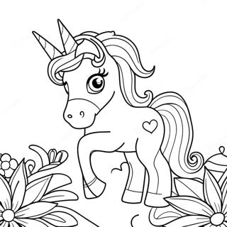 Pagina Para Colorear De Un Unicornio Brillante Con Flores 288-174