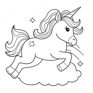 Pagina Para Colorear De Un Unicornio Jugueton Corriendo Entre Nubes 291-514