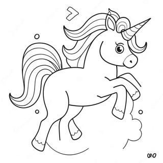 Pagina Para Colorear De Un Unicornio Jugueton Corriendo Entre Nubes 291-515