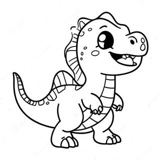 Pagina Para Colorear De Feliz Dinosaurio Chibi 29205-6357